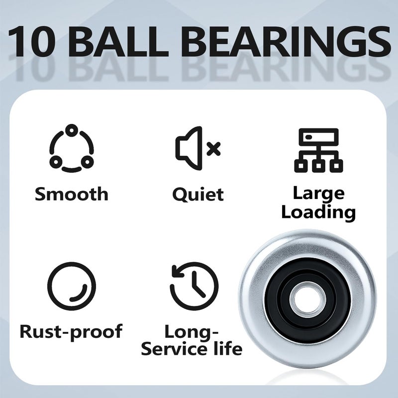 Mindoub 2 Pack 9" Stem Steel Commercial Grade Garage Door Rollers for 2" Track, Quiet/Durable and High Load, Use Precision Bearings with 10 Balls. - Image 3
